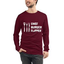 Load image into Gallery viewer, "Chef Burger Flipper" Long Sleeve Tee
